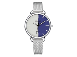 Relógio Feminino Yolako de Quartzo com Pulseira Plástica e Mostrador Bicolor Prata Azul Escuro
