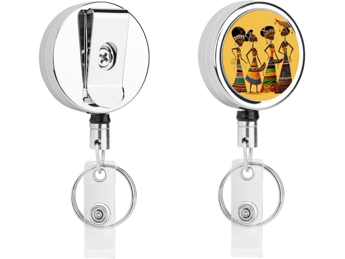 Porta Crachá Retrátil Criativo Com Tema Da Cultura Africana, Moderno E Durável, Em Metal, Com Cordão De Nylon De 68cm