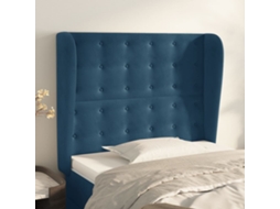 Cabeceira Camapainel De Cabeceira C/ Abas Veludo 83x23x118/128 Cm Azul Escuro Lovely Home