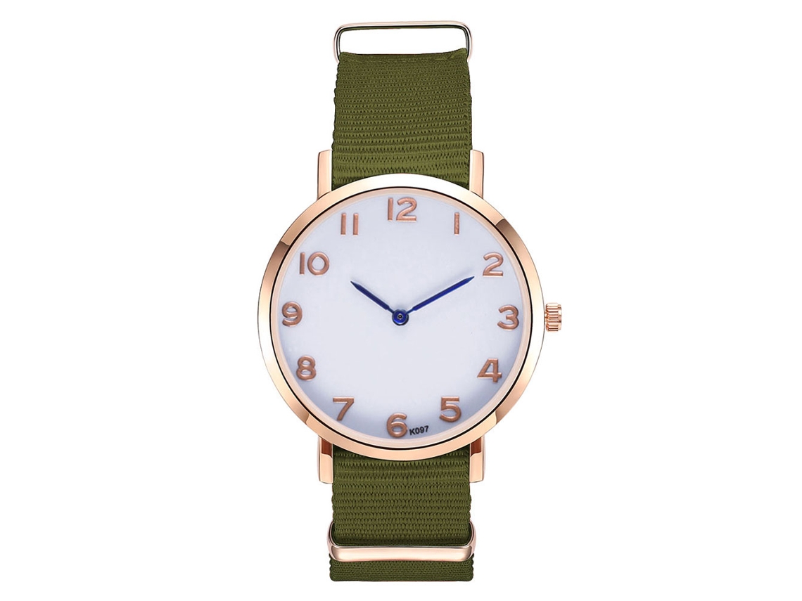 Reloj De Cuarzo Para Hombre Con Correa De Nailon Dial Redondo Simple Outdoor Zhoulianfa (verde)