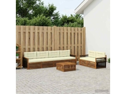 Vidaxl Conjunto De Sofás Para Exterior 7 Unid. Natural E Creme