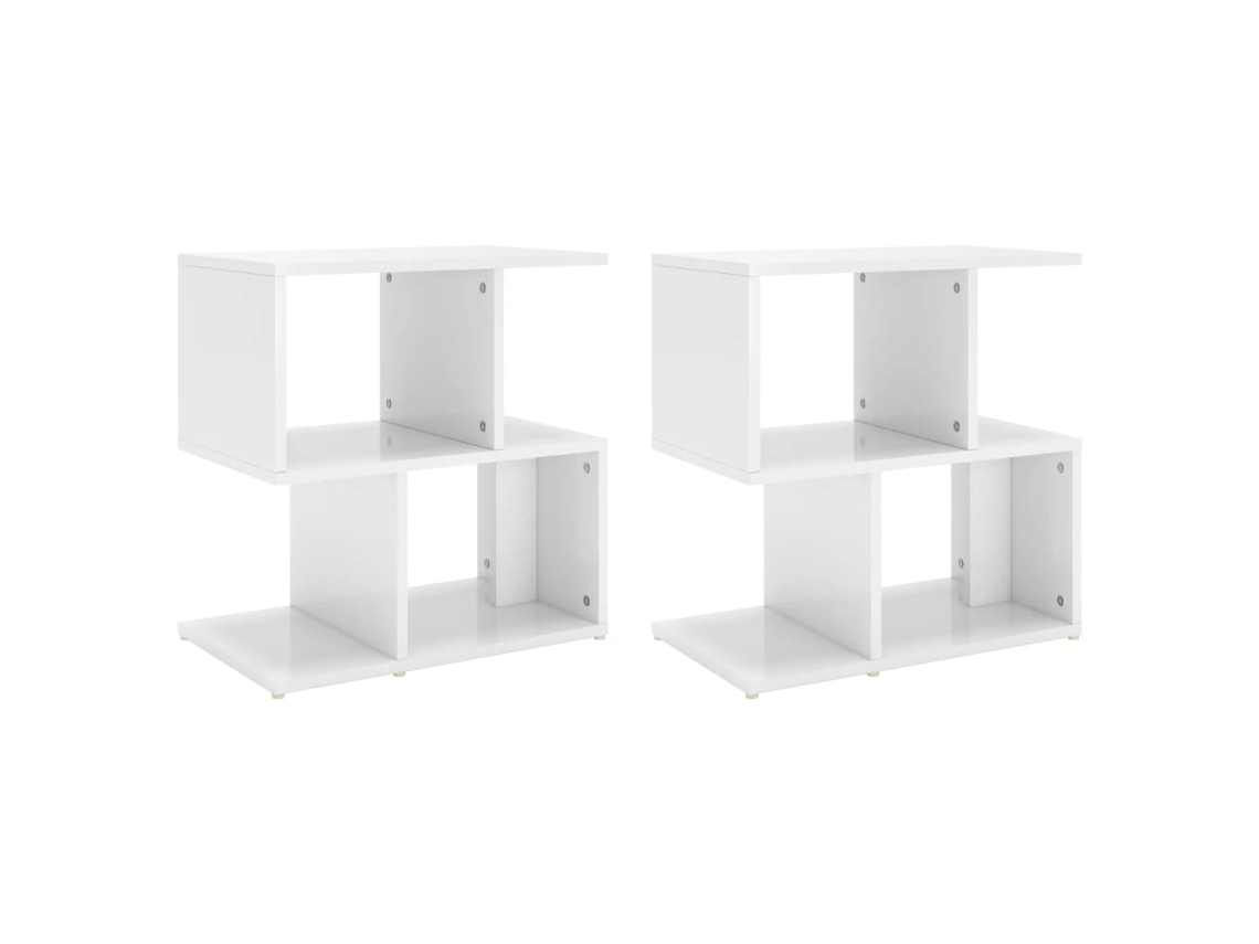 Conjunto de Mesas Cabeceira Derivadas da Madeira Branco Brilhante MAISON EXCLUSIVE