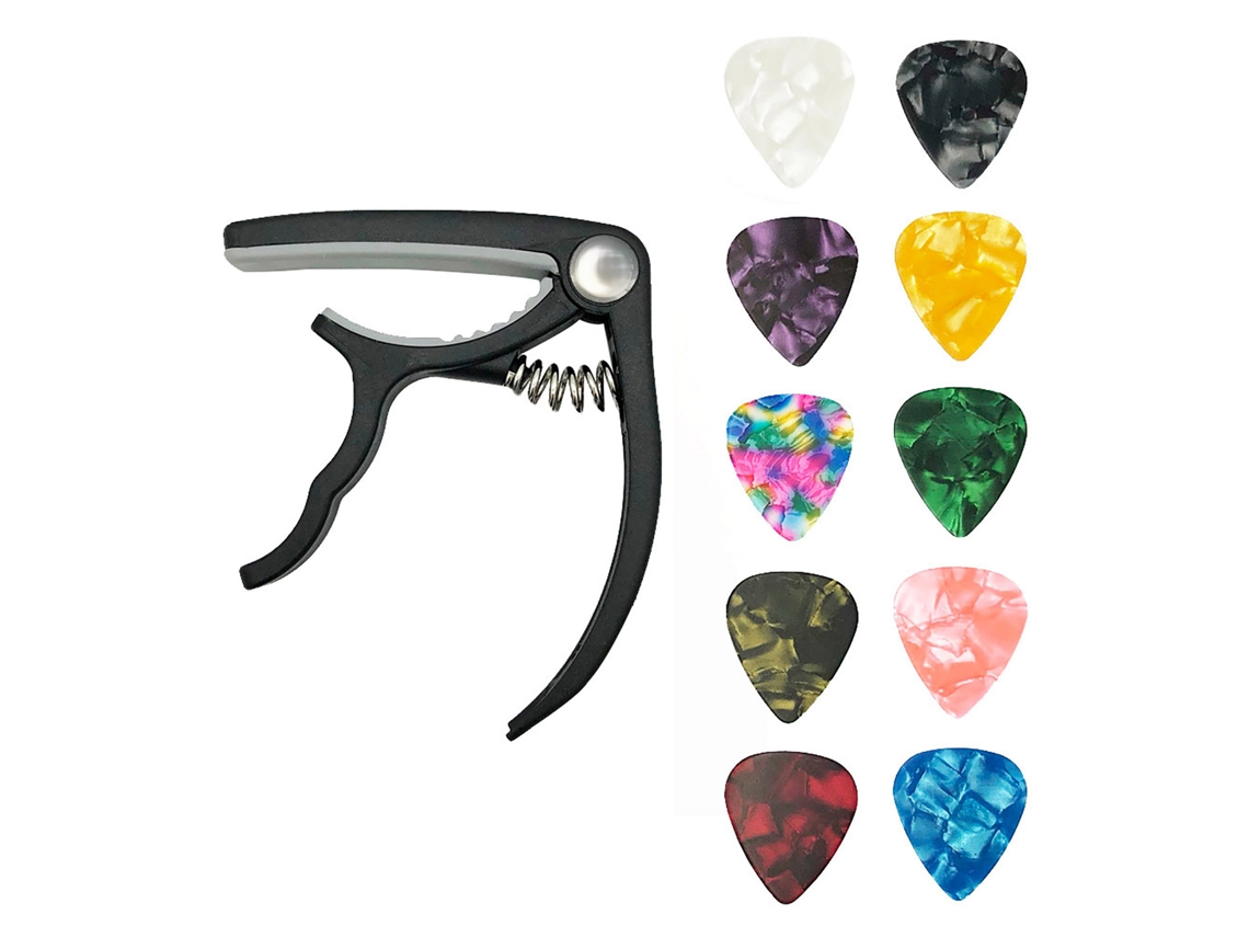 Conjunto de palhetas para capotraste de guitarra, plástico, mola de aço inoxidável, acessórios para guitarra com 10 palhetas de reposição Slowmoose