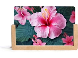 Luminária Noturna Em Acrílico Com Estampa De Flor Rosa Havaiana E Base