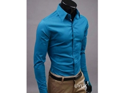 2026 camisetas de Luxo para Homem Casual com Gola Formal Slim Fit Manga Longa Verão Outono Algodão 2xl Azul Elegante