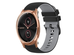 Pulseira De Relógio Garminmove Luxe 20 Mm, Silicone Xadrez Bicolor, Preta E Cinza.