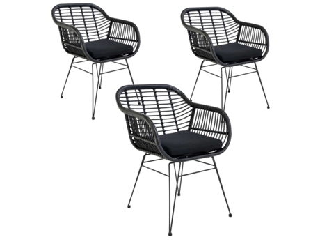 6 poltronas de jardim pretas TRIESTE HOUSE NORDIC