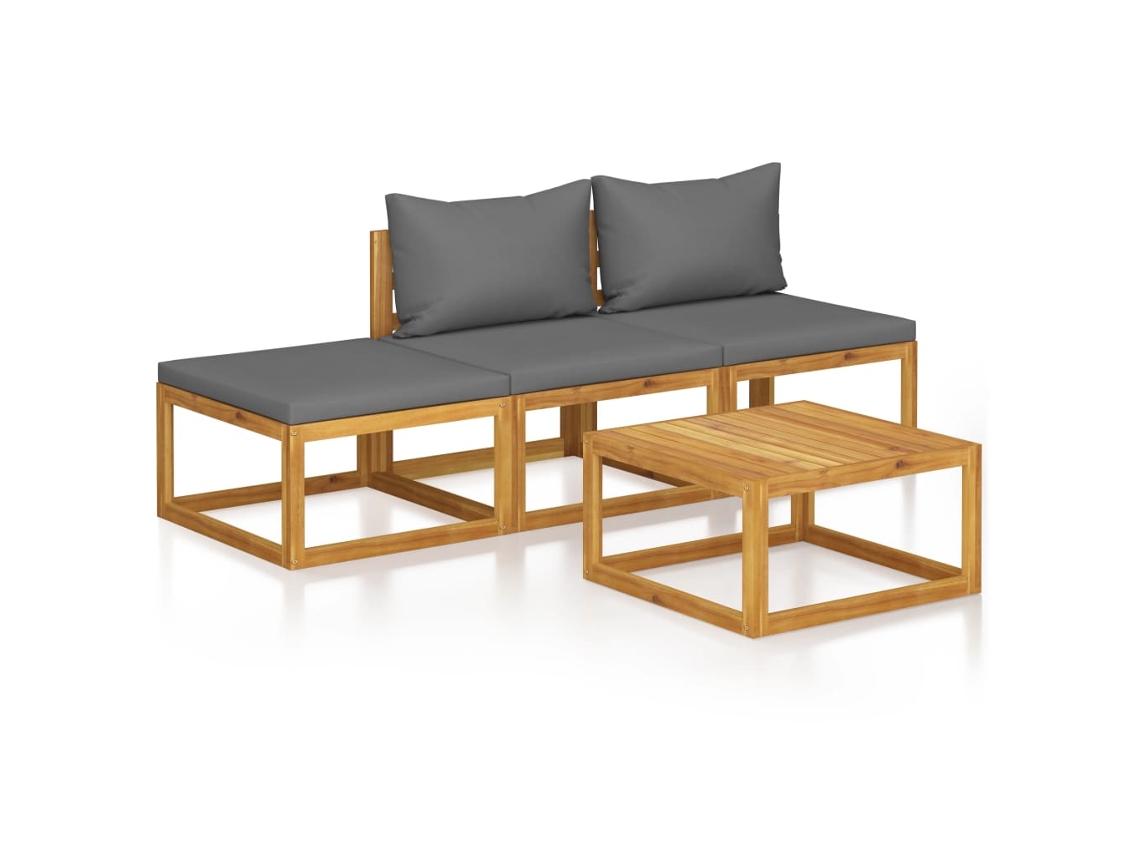 Maison Exclusive - 4 Pcs Conjunto Lounge De Jardim C/ Almofadões Acácia Maciça