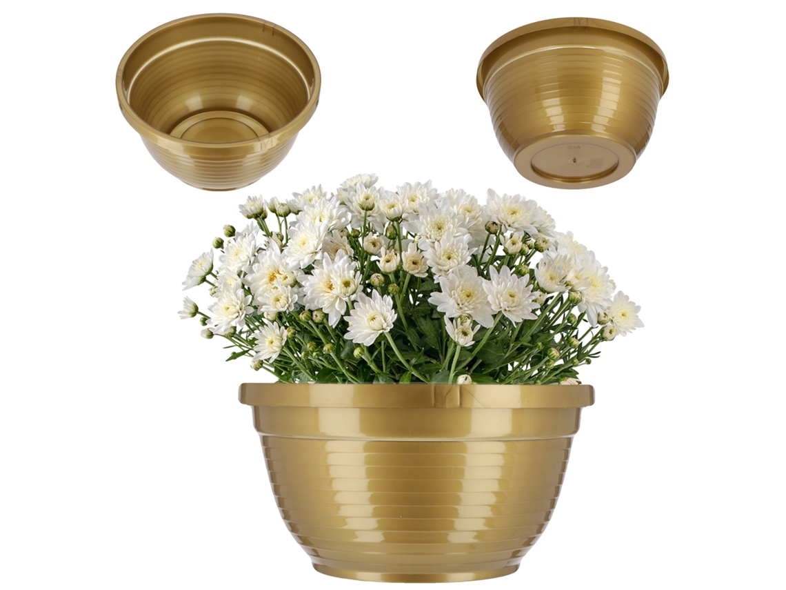 Vaso De Flores, Resistente Às Intempéries, Plástico Durável, Ouro-b, L