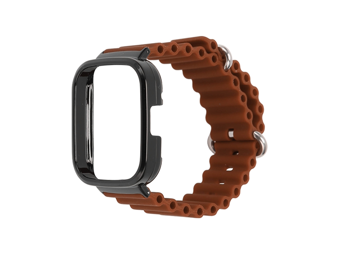 Capa Protetora E Pulseira Silicone Ajustável Redmi Watch 3 Marrom
