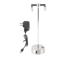 2026 lâmpada de Mesa de Bar Retro Led com Duas Cabeças e Polo Alto, Foco de Luz Branca Prata com Carregador