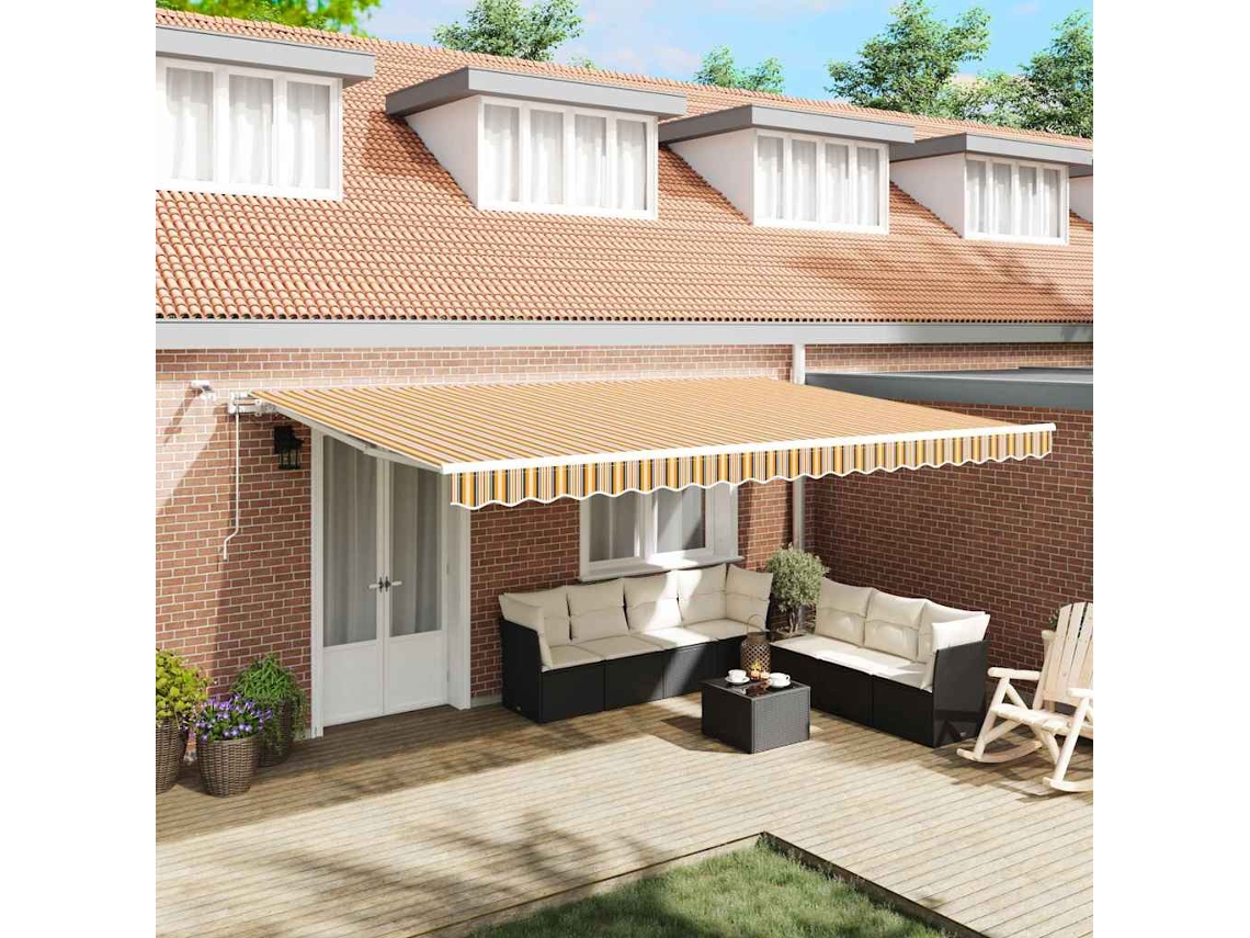 Vidaxl Toldo Retrátil Multicolor 500 × 300 Cm Poliéster