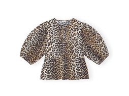 2026 camisetas para Mulher com Estampa de Leopardo, Manga Curta, Decote em V e Cordão, Casual e Moderno