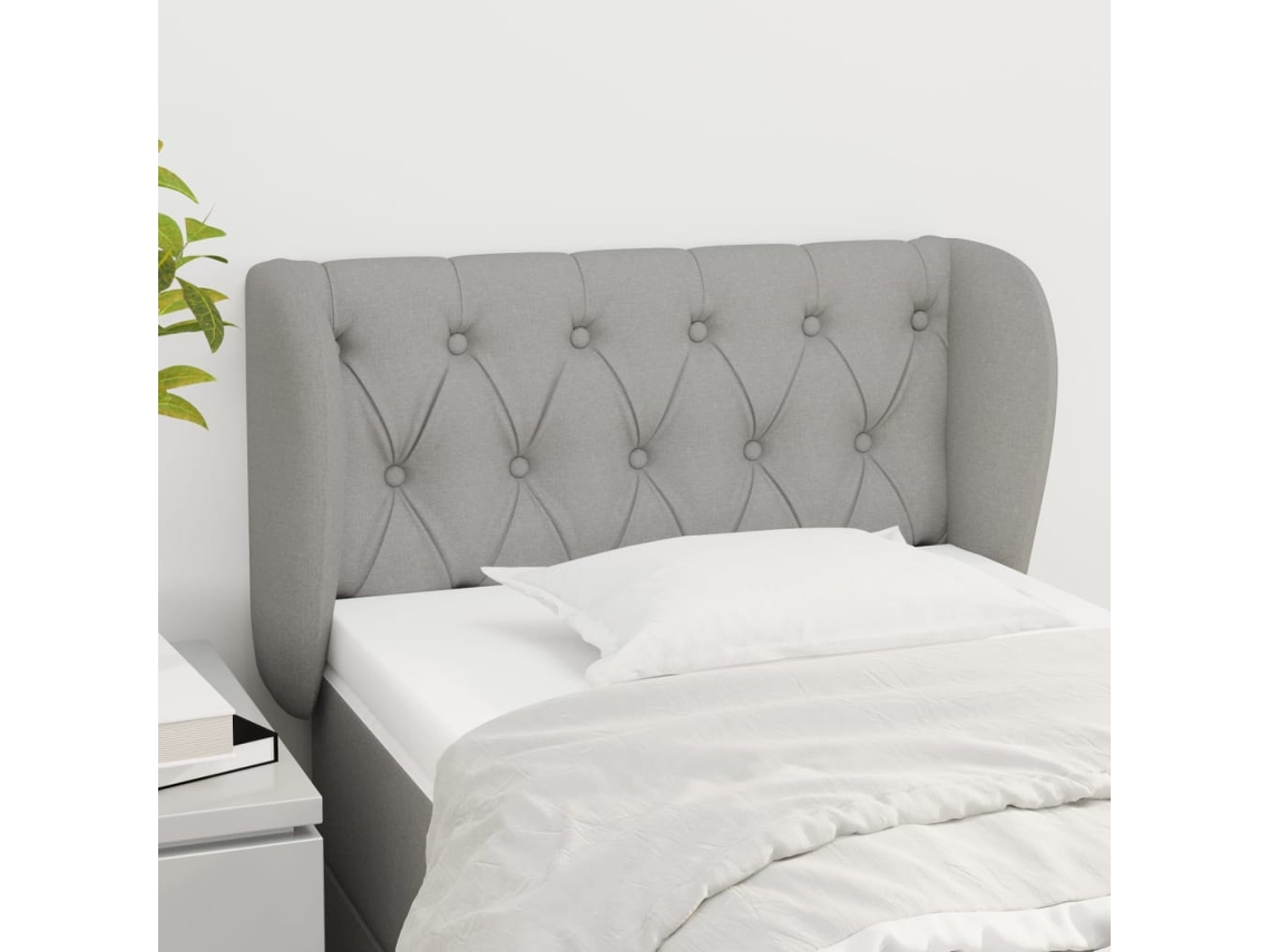 Vidaxl Cabeceira De Cama C/ Abas Tecido 83x23x78/88 Cm Cinzento-claro