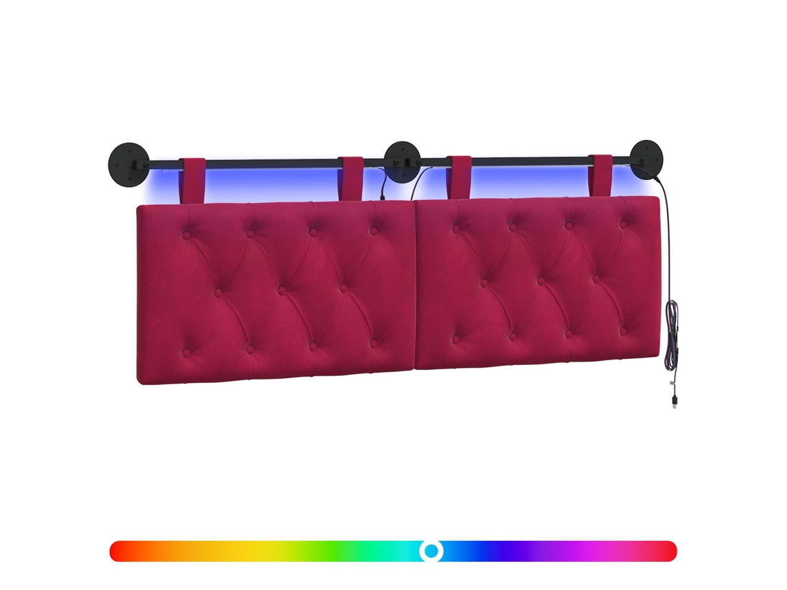 Conjunto 1 Cabeceira Moderna Vidaxl Vermelho Veludo (150 X 55 X 7 Cm)