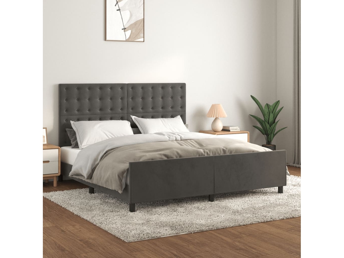 Vidaxl Estrutura De Cama Sem Colchão 160x200 Cm Veludo Cinzento-escuro