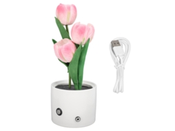 2026 lâmpada de Flores Led Luz Quente Tática Regulável 3 Cabeças Lâmpada de Noite com Vaso Cerâmico para Quarto