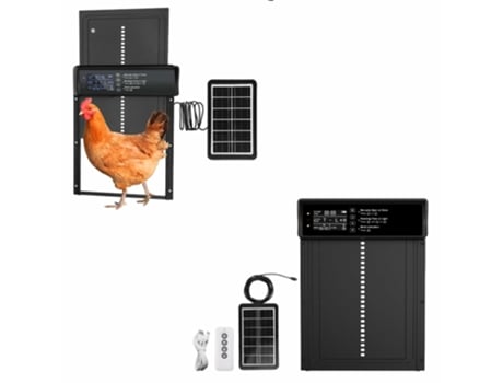 Porta De Galinheiro Automática Movida A Energia Solar Com Sensor De Luz E Tela Lcd E Controle Remoto Sunny Spaces