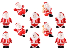 Conjunto 10 Miniaturas Bonecos Vermelhos Resina Decoração Natalina Estar Cozinha Aparência Adorável Perfeita GOKOCO