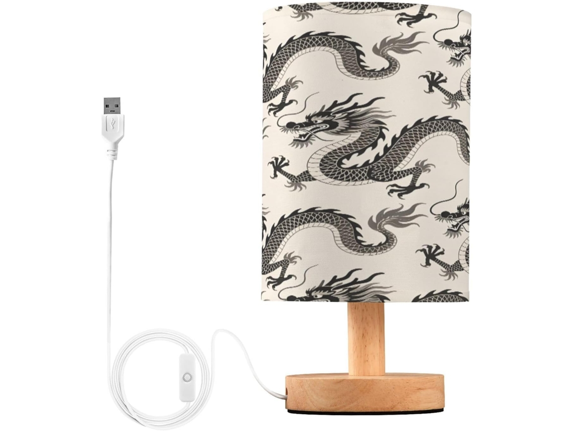 Abajur De Cabeceira Em Formato Dragão Para Quarto, Abajur De Cabeceira Led, Luminária De Leitura Com Portas Usb E Cúpula