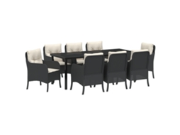 Conjunto 9 Conjunto De Jardim Vidaxl Preto Vime Pe (200 X 80 X 73 Cm)