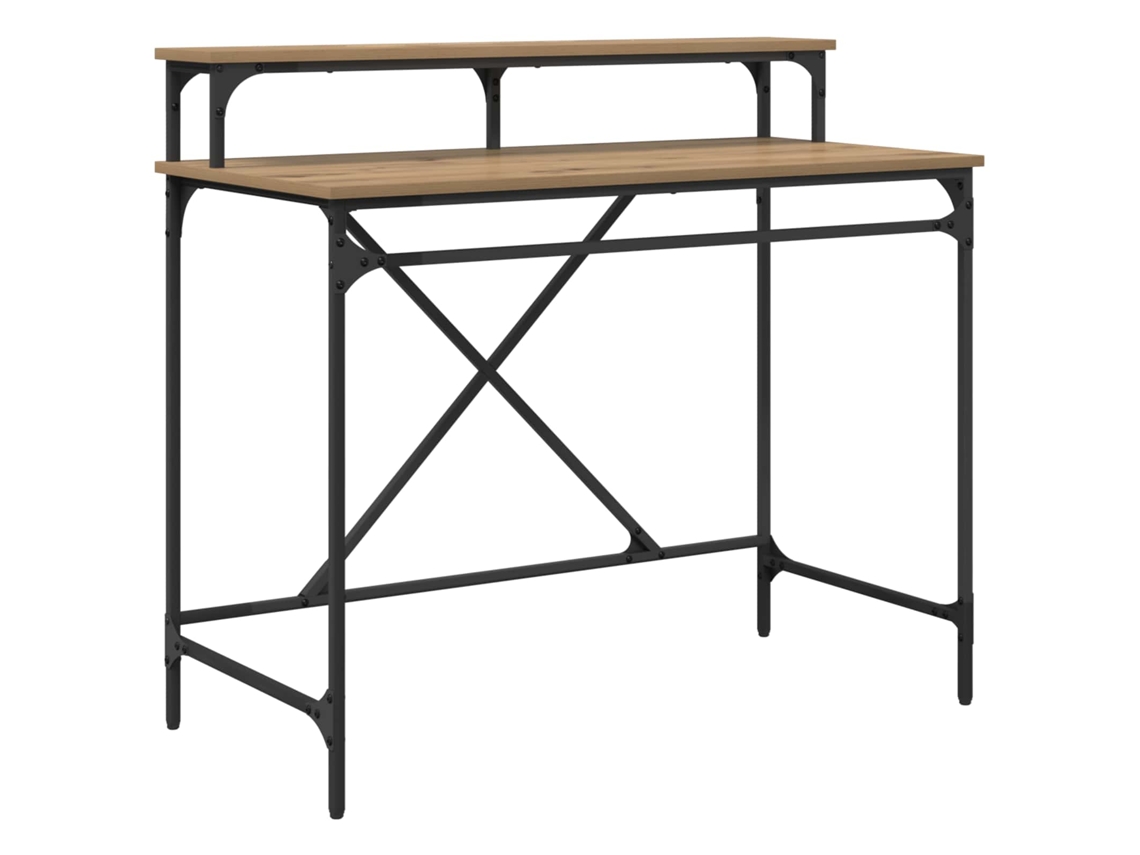 Conjunto 1 Escrivaninha Industrial Vidaxl Castanho Derivados De Madeira (100 X 50 X 90 Cm)