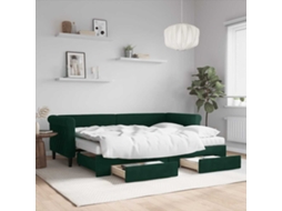 Vidaxl Sofá-cama C/ Gavetão E Gavetas 80x200cm Veludo Verde-escuro
