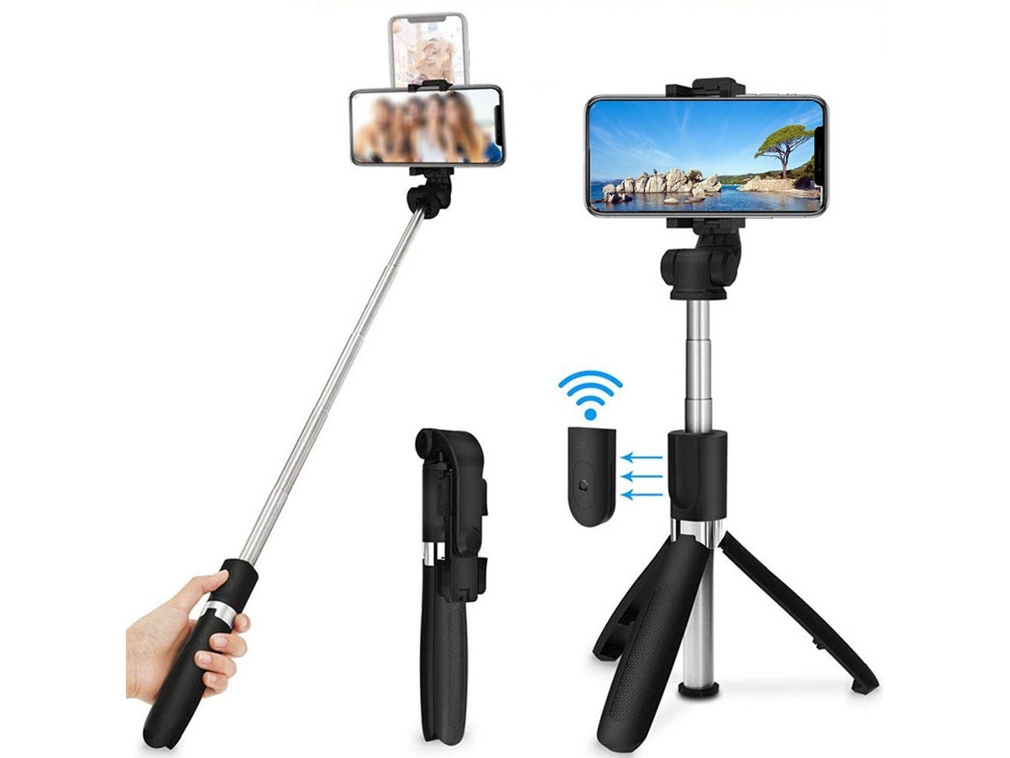 Bastão De Selfie Bluetooth Com Tripé Extensível E Suporte Para Smartphone.