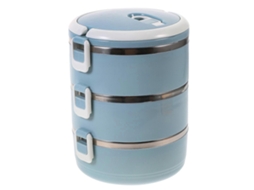 Caja de Almuerzo Apilable de Acero Inoxidable Bento 3 Niveles Portátil Con Diseño Hermético 2.1l 20x15cm