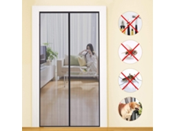 Porta De Tela Magnética De 90x210 Cm, Malha Ultrafina, Fechamento Automático, Instalação Sem Perfuração, Preta Zeuxo