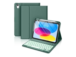 Capa Teclado Bluetooth Czhhmart Para Ipad Air4/5 (10.9) Polegadas, Con Teclado Retroiluminado Magnético (verde Oscuro)