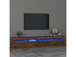 Vidaxl Móvel De Tv Com Luzes Led 240x35x40 Cm Carvalho Fumado