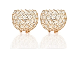 Luxuosos Castiçais Em Formato De Tigela De Cristal Dourado (conjunto De 2 Peças, 10 Cm De Diâmetro) Para Cera De Chá E Cera De Haste Longa.
