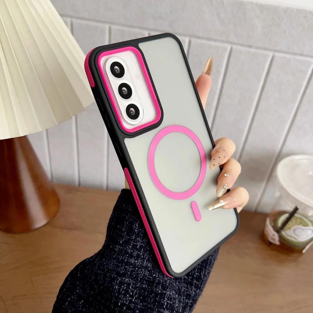 (rosa, Galaxy A07) Capa Magnética Fosca Para Celular, Compatível Com Magsafe, Com Proteção Antiderrapante Nas Bordas.