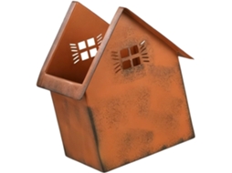 Suporte Decorativo Em Forma De Casa, Feito De Ferro Oco Enferrujado, Para Uso Externo, Interno E Externo.