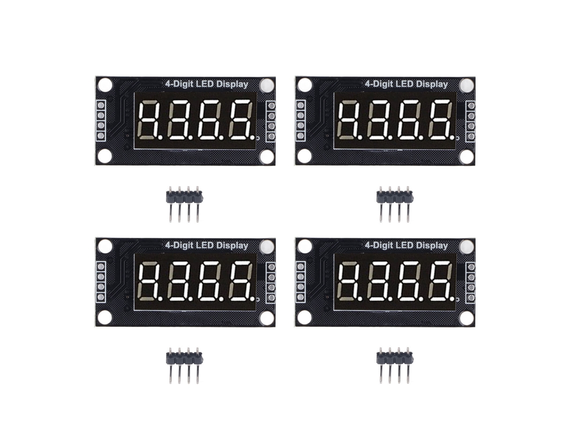 4 Conjuntos Módulo Display Tubo Digital Led 4 Dígitos 7 Segmentos 0.36in Chip Tm1637 Branco | S/MARCA