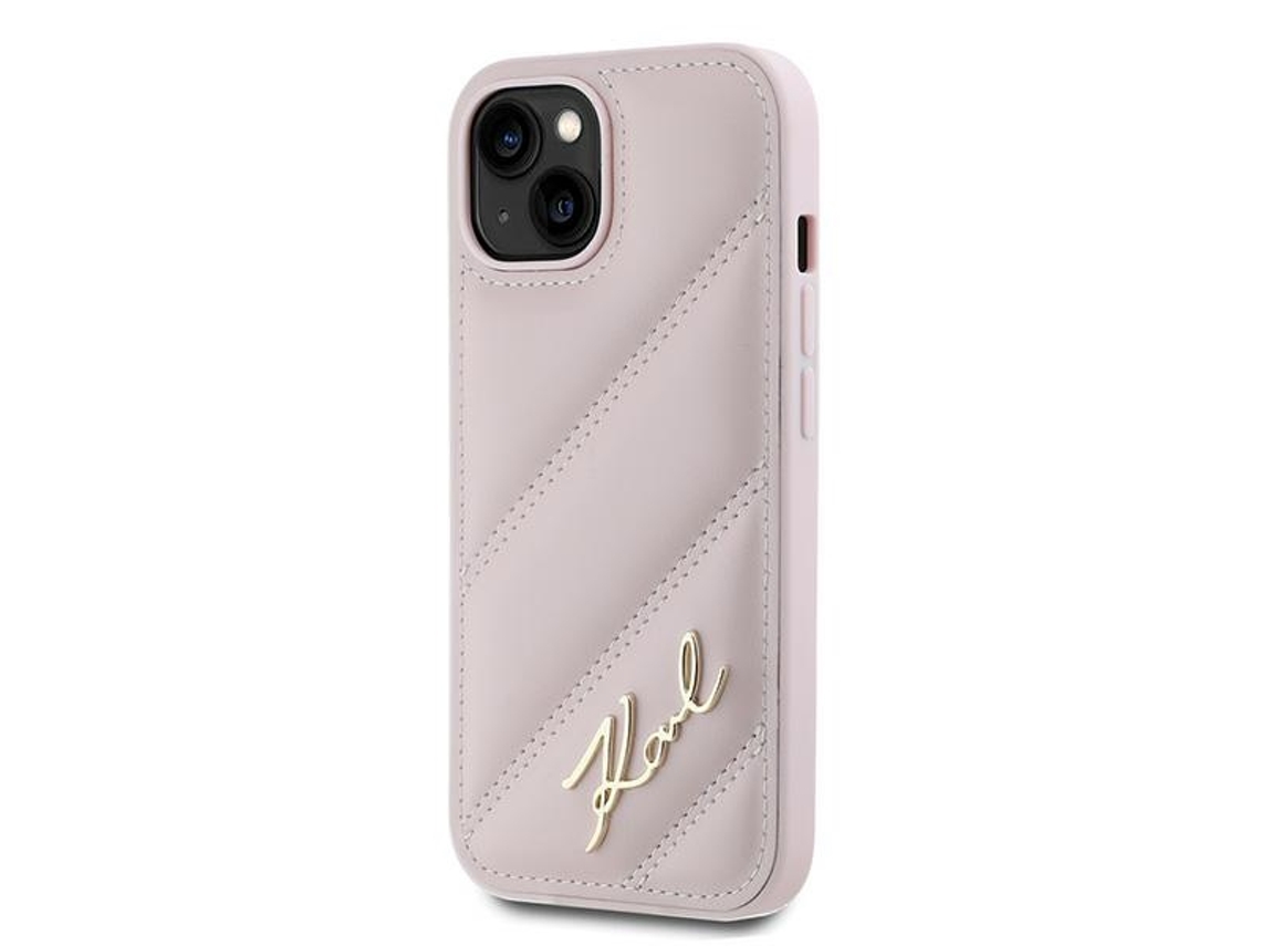 Capa para iPhone 15 KARL LAGERFELD Pele Sintética Rígida Rosa