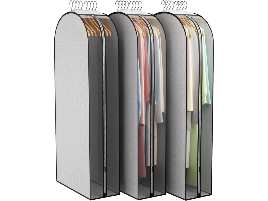 Conjunto De 3 Capas Protetoras Com Zíper Para Roupas, Ideais Para Guardar No Armário, Medindo 50 Polegadas X 50 Polegadas.