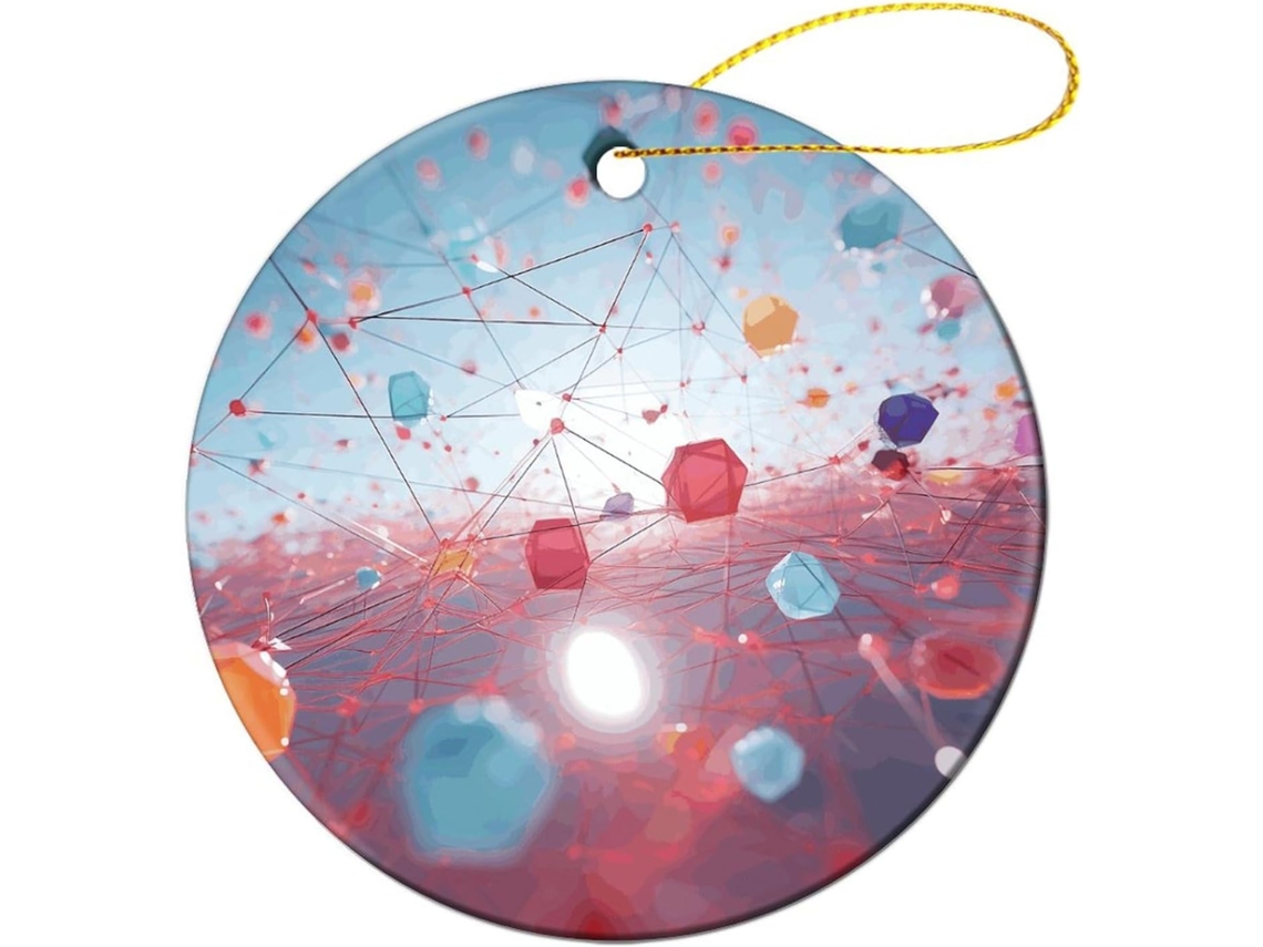 Enfeite De Natal De Personalizado, Redondo, Multicolorido E Abstrato,