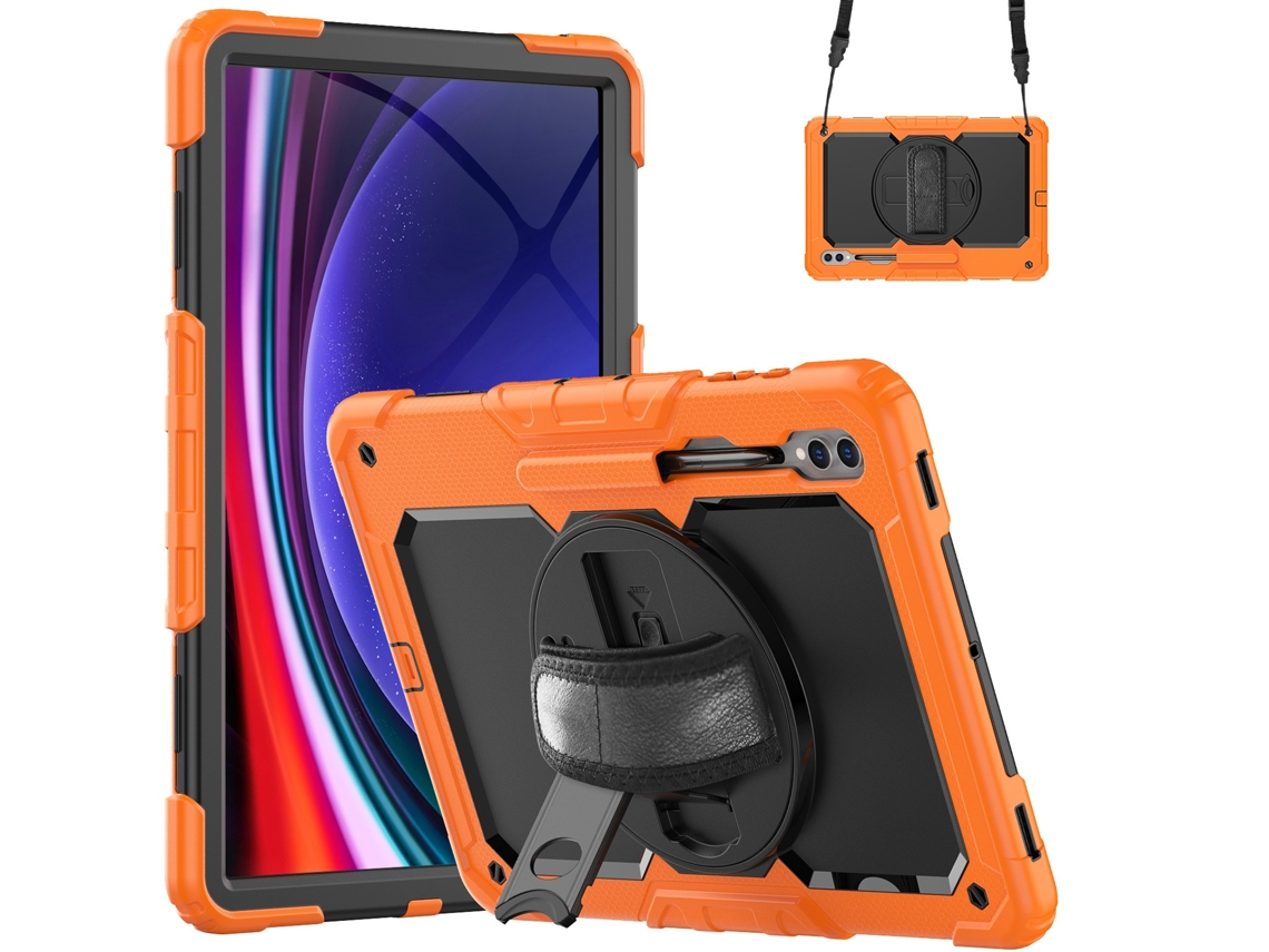 Lurelia Capa Para Samsung Tab S9plus Com Alça De Ombro E Suporte Antiqueda Laranja E Preto