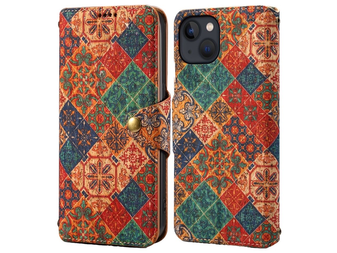 Capa Para Iphone 15 Pele Sintética Azul