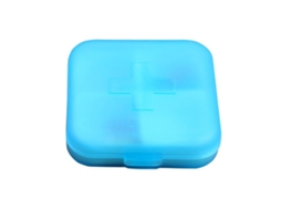 Organizador de remédios plástico portátil mini com 4 compartimentos para viagem vitaminas cápsulas com marca