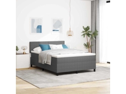 Vidaxl Cama Box Spring Led Cinza Claro E Branco 140 X 200 Cm