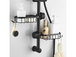 2 Estantes De Ducha De Acero Inoxidable Negro Sin Taladrar Telescópico Para Baño Y Cocina