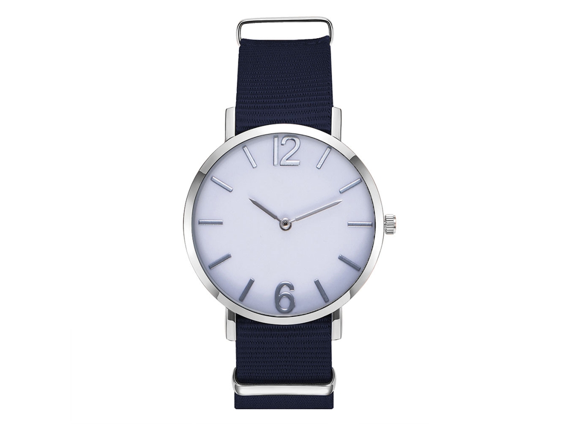 Relógio masculino de quartzo com pulseira de nylon verde militar, casual e elegante.