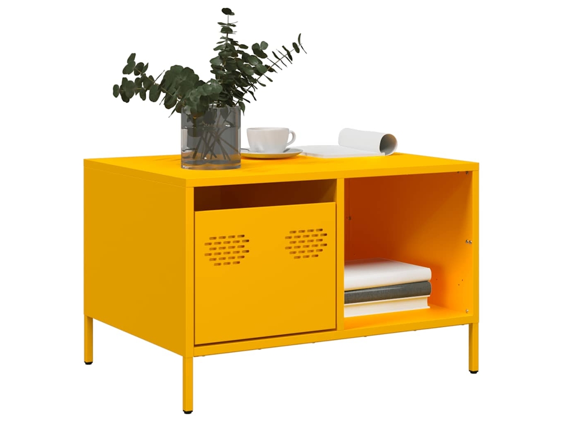 Vidaxl Mesa Centro 68,5x50x43,5cm Aço Laminado A Frio Amarelo Mostarda