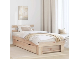 Vidaxl Estrutura Da Cama Com Cabeceira Com Gaveta Natural 100 X 200 Cm
