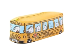 2026rebe estuche de Lápices Linjou Canvas Autobús Escolar, Billetera Con Cremallera (amarillo)
