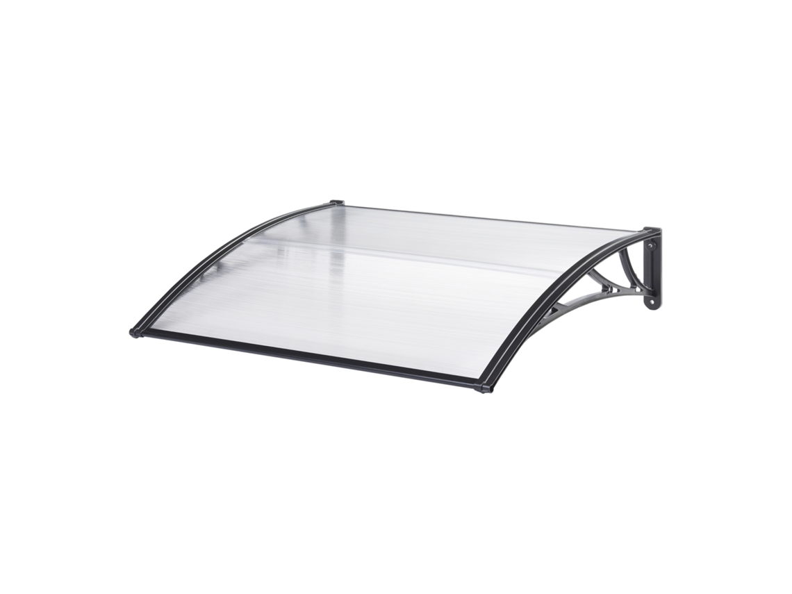Marquise externa para portas de Mellerud Policarbonato e Proteção plástica 100 x 60 cm transparente e preto [EN.CASA]