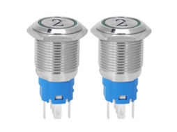 Interruptor De Pressão De Metal Com Luz 5 Pinos Auto-reset 16mm 12vdc Verde Símbolo Número 2 2pcs